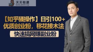 【知乎问答迷之操作】日引100 高品质自主创业粉，移形换影法，迅速搞网络赚钱第二职业粉-天天有课网