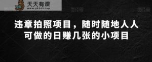 违章拍照项目,随时随地人人可做的日赚几张的小项目-天天有课网