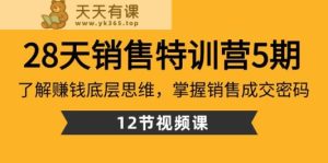 28天市场销售夏令营5期：掌握挣钱思维模式，把握销售成交登陆密码-天天有课网