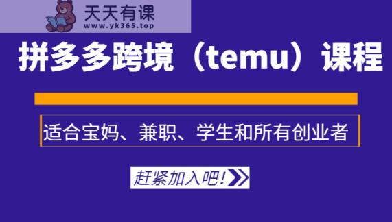 拼多多平台跨境电商课程内容，适宜宝妈妈、做兼职、学生及全部创业人-天天有课网
