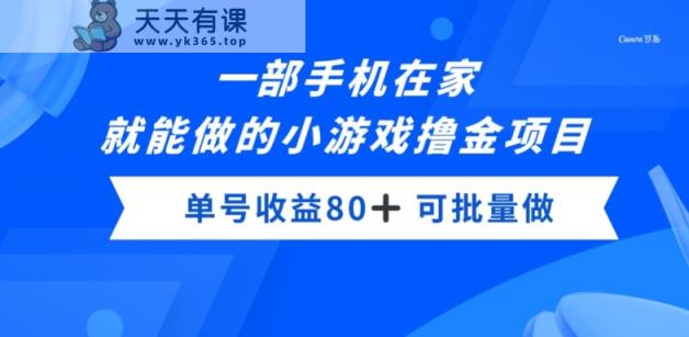一部手机，在家就能做的小游戏撸金项目，单号收益80+-天天有课网