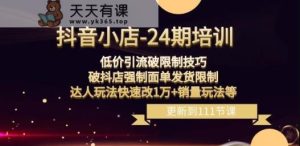 抖音小店-24期:低价引流破限制技巧,破抖店强制面单发货限制,达人玩法快速改1万+销量玩法等-天天有课网