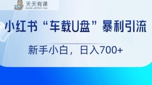 小红书“车载U盘”项目，暴利引流，新手小白轻松日入700+-天天有课网