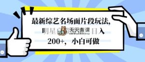 全新综艺名场面精彩片段游戏玩法，大牌明星自带光环，日入200 ，小白可做-暖阳网-优质付费教程和创业项目大全-天天有课网