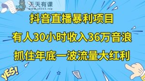抖音直播暴利项目,有人30小时收入36万音浪,公司宣传片年会视频制作,抓住年底一波流量大红利【揭秘】-天天有课网