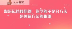 淘系运营核心课,你学的不是只方法是创造方法的根源-天天有课网