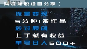 数据流量变现5min1条著作秒过原创设计入门就会有盈利运单号日入600-天天有课网