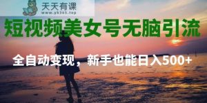 短视频美女号无脑引流，全自动变现，新手也能日入500+-天天有课网