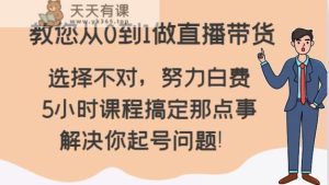 教您从0到1做直播带货，选择不对，努力白费，5小时课程搞定那点事，解决你起号问题！-天天有课网