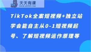 TikTok软装小视频 自建站，懂得能自主从0-1小视频养号、掌握小视频运行机理等-天天有课网