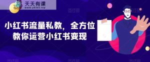 小红书流量私教，全方位教你运营小红书变现-天天有课网