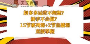 拼多多运营不太理想?初学者做不来?15节系列产品课 2节视频课堂懂得立即把握-天天有课网