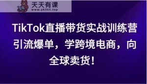 TikTok直播卖货实战演练夏令营，引流方法打造爆款，学跨境电子商务，面向全球卖东西！-天天有课网