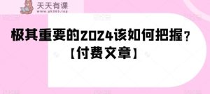极其重要的2024该如何把握？【付费文章】-天天有课网