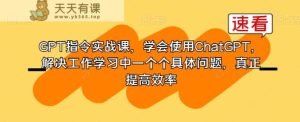 GPT指令实战课，学会使用ChatGPT，解决工作学习中一个个具体问题，真正提高效率-天天有课网