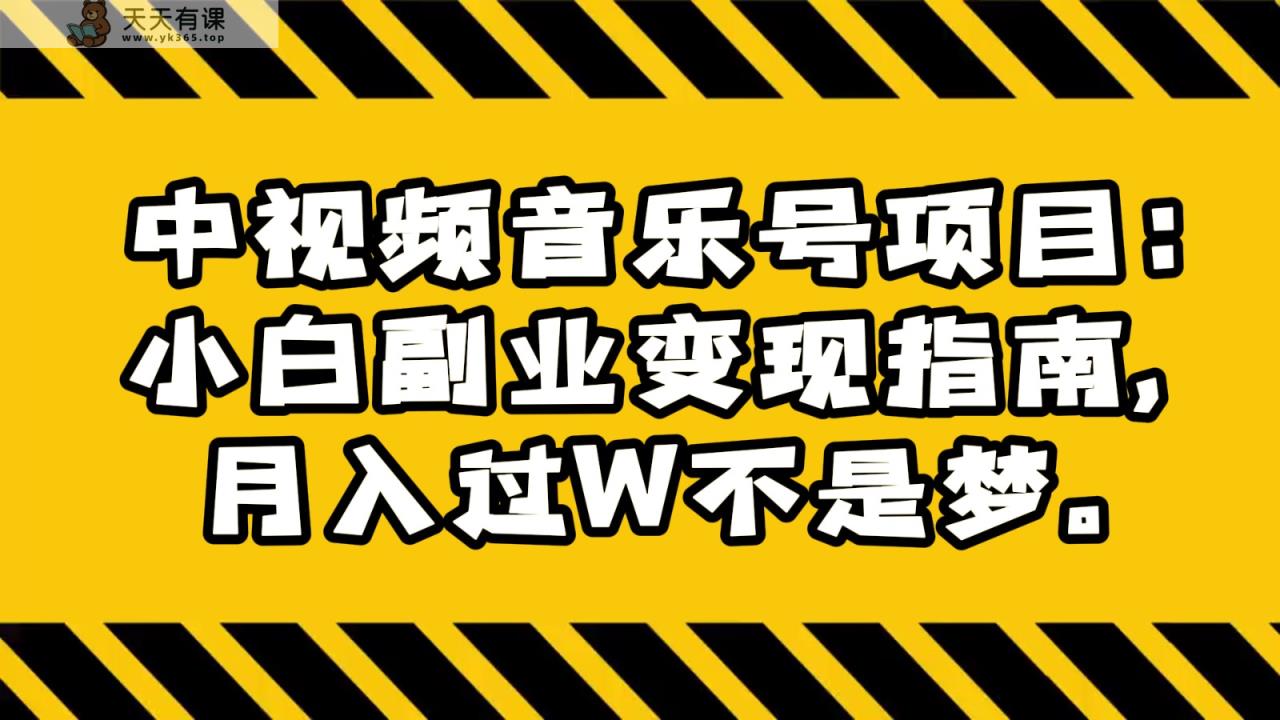 中音乐mv号新项目：新手第二职业转现手册，月入了W指日可待。-天天有课网