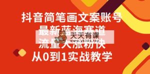 抖音简笔画文案账号，最新蓝海赛道，流量大涨粉快，从0到1实战教学-暖阳网-优质付费教程和创业项目大全-天天有课网