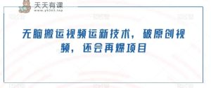无脑搬运视频运新技术,破原创视频,还会再爆项目-天天有课网