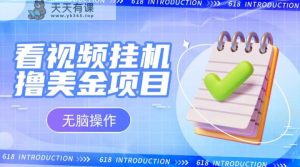 新手没脑子新项目，播放视频放置挂机撸美元，收看越长盈利越大-天天有课网