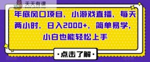年底风口项目,小游戏直播,每天两小时,日入2000+,简单易学,小白也能轻松上手-天天有课网