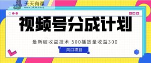 微信视频号分为方案 全新破盈利技术性 500播放率盈利300 简单直接-天天有课网