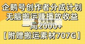 (8083期）头条号原创者分为方案，没脑子运送赚播放视频盈利，一周2000 【附送无水印图片立即运送-暖阳网-优质付费教程和创业项目大全-天天有课网