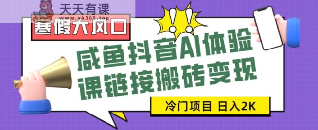 寒假大风口咸鱼抖音AI体验课链接搬砖变现，全网首发冷门项目，小白可日入2K+【揭秘】-天天有课网