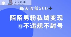 陌陌男粉私域变现新玩法，日入500+，不违规不封号-天天有课网
