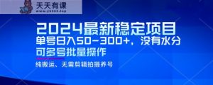 2024全新平稳蓝海项目,运单号日入50-300 ,并没有水份 可以多号批量处理-天天有课网