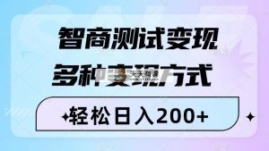 智力测验转现，轻轻松松日入200 ，数分钟一个视频，多种多样变现模式-暖阳网-优质付费教程和创业项目大全-天天有课网