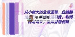 自小 做大的买卖逻辑性，销售业绩翻倍增长，方式迅速裂变式，盈利持续增长，各大网站…-暖阳网-优质付费教程和创业项目大全-天天有课网