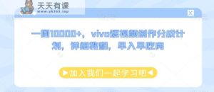 一周10000+,vivo短视频创作分成计划,详细教程,早入早吃肉-天天有课网