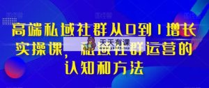 高档 公域社群营销从0到1提高实战演练课，公域社群营销的认识与方法-暖阳网-优质付费教程和创业项目大全-天天有课网