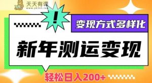 新年运势测试变现，日入200+，几分钟一条作品，变现方式多样化【揭秘】-天天有课网
