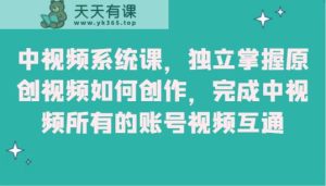中视频监控设备课,单独把握原创短视频怎样写作,进行中视频全部的账户短视频相通-天天有课网