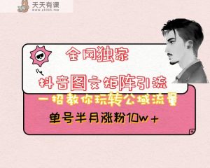 抖音图文引流矩阵引流方法日引百粉，不用拍摄视频不需要漏脸，看了就能直接实际操作-天天有课网