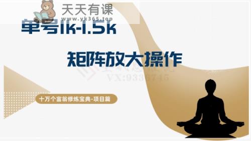 十万个富翁修炼宝典15.单号1k-1.5k，矩阵放大操作-天天有课网