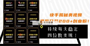 快手视频揭密类视频混剪日引200 自主创业粉！不断每日四位数转现！-暖阳网-优质付费教程和创业项目大全-天天有课网