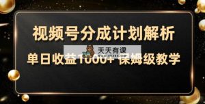 微信视频号分为方案，单日盈利1000 ，从开启计划到发布作品家庭保姆级课堂教学-暖阳网-优质付费教程和创业项目大全-天天有课网