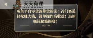 咸鱼平台零货源带货新玩法！平板冷门赛道轻松赚大钱，简单操作高收益【揭秘】-天天有课网