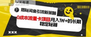 揭秘闲鱼引流新策略:0成本流量卡项目,月入1W+的长期稳定秘籍-天天有课网