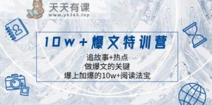 10w+爆文特训营,追故事+热点,做爆文的关键 爆上加爆的10w+阅读法宝-暖阳网-优质付费教程和创业项目大全-天天有课网