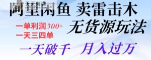 阿里闲鱼卖雷击木无货源玩法,一单利润300+,一天三四单,一天破千,月入过万-天天有课网