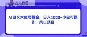 AI图文大鱼号掘金，日入1000+小白可操作，风口项目-天天有课网