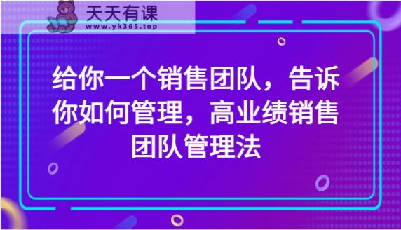 给你一个销售团队，告诉你如何管理，高业绩销售团队管理法-暖阳网-优质付费教程和创业项目大全-天天有课网