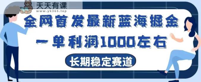全网首发最新蓝海掘金，一单利润1000左右，稳定落地长久赛道-天天有课网