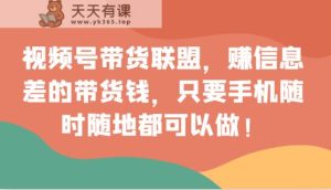 视频号带货同盟,赚信息不对称的卖货钱,仅需手机上随时随地都能做!-暖阳网-优质付费教程和创业项目大全-天天有课网
