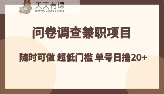 问卷调查兼职项目，随时可做 超低门槛 单号日撸20+-暖阳网-优质付费教程和创业项目大全-天天有课网