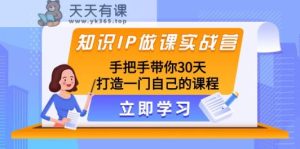 专业知识IP做课实战营，从零陪你30天打造出一门自身课程内容-暖阳网-优质付费教程和创业项目大全-天天有课网