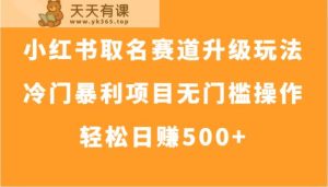 小红书的取名字跑道升级玩法，小众赚钱项目零门槛实际操作，轻轻松松日入500-暖阳网-优质付费教程和创业项目大全-天天有课网